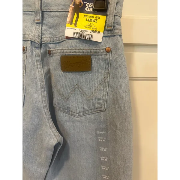 Wrangler Cowboy Cut 14MWZ Light Wash Slim Fit Tapered Leg Jeans 0x32 NWT western - Image 3
