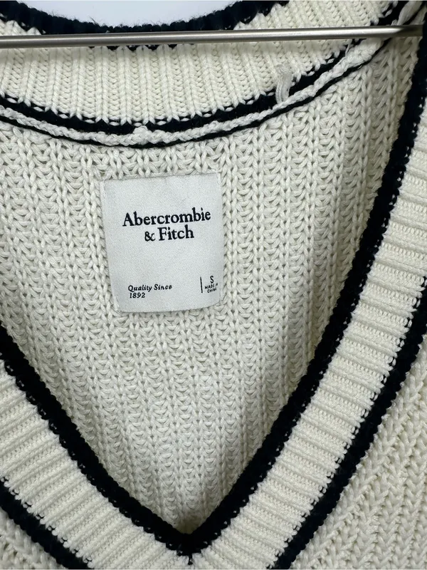 Abercrombie And Fitch Cream Boho Baggy Slouchy Sweater Vest Size Small - Image 5