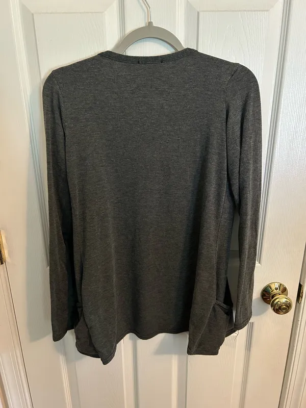Marietta Dark Gray Open-Front Cardigan Sweater - Image 2