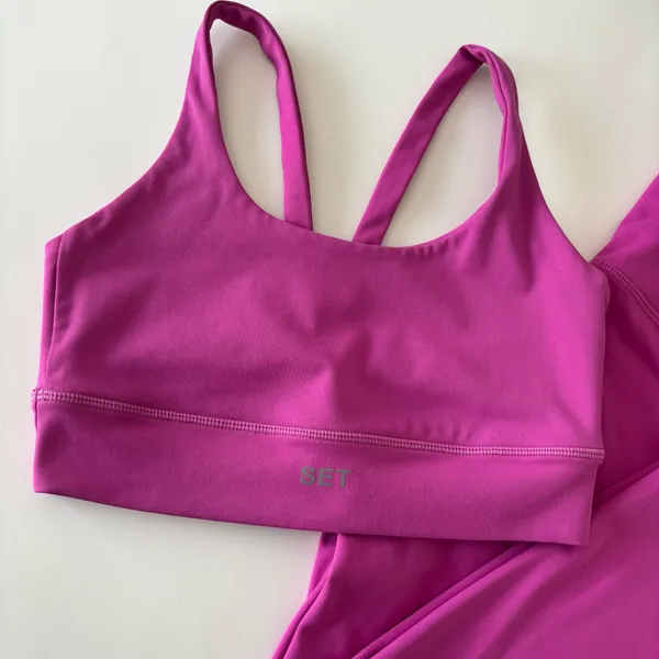 Set Active Fuchsia Luxform Two Piece Sports Bra and Leggings Set - Image 2