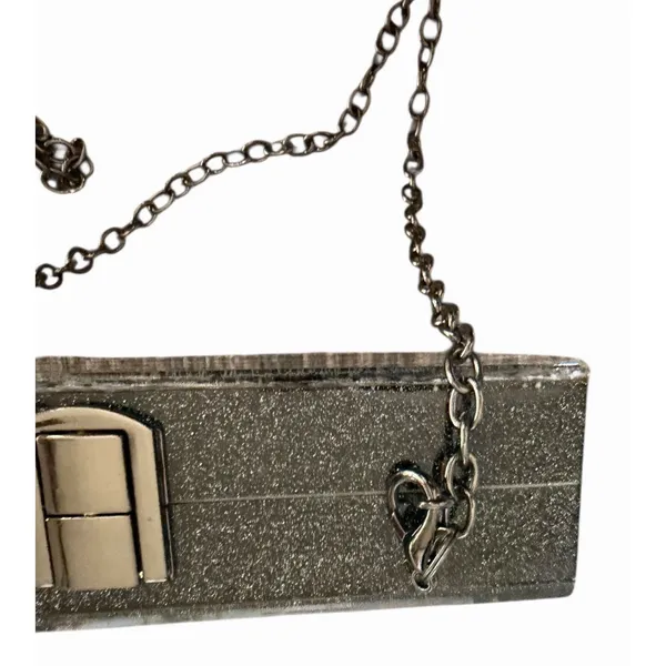 A New Day Black Pearl White Confetti Acrylic Box Clutch Chain Bag - Image 7