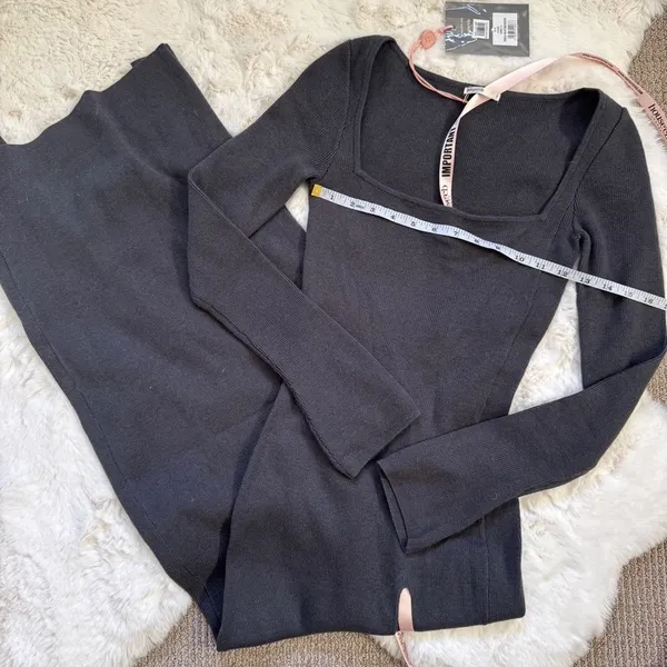 House of CB Cashmere Knit Maxi Sweater Dress S - Charcoal Grey - Image 3