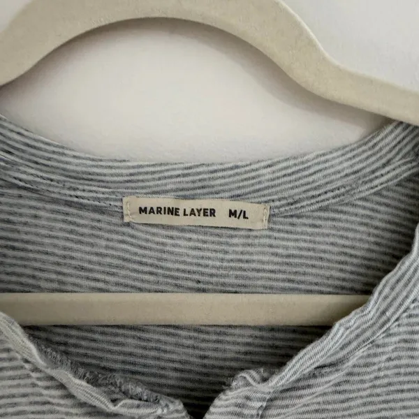 Marine Layer Supima Cotton Modal Blend Striped Henley Long Sleeve Tee‎ Size M/L - Image 4