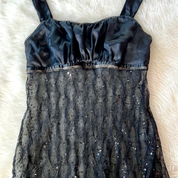 Vintage Sequin Cami Black Size M - Image 7