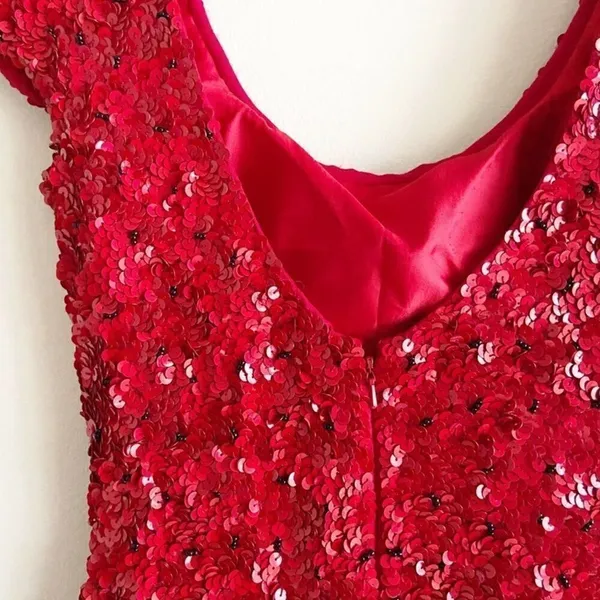 Scala Red Sequin Mini Dress - Image 5