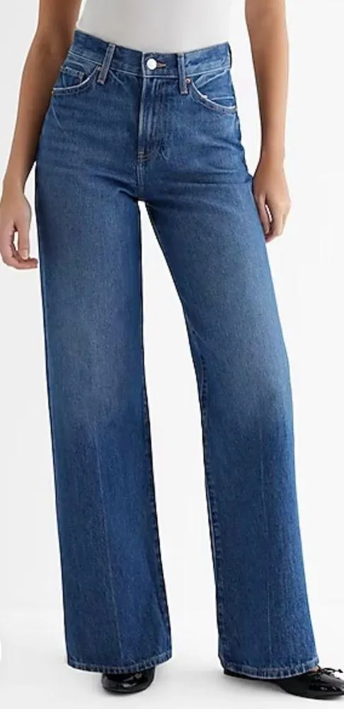 EXPRESS Design Studio Wide Leg Blue Jeans - Image 3