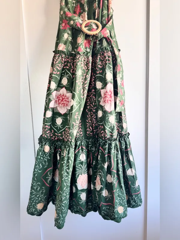 FARM Rio Green Pineapple Garden Organic Cotton Maxi Dress Size M - Image 9