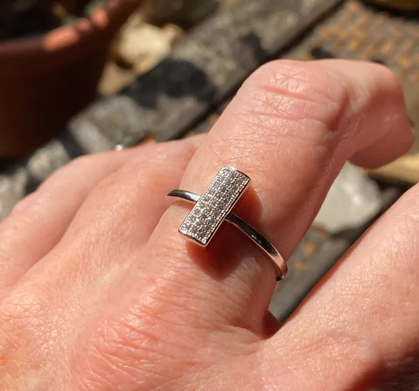 Micro Pave Cubic Zirconia Sterling Silver Ring Size 9 - Image 5