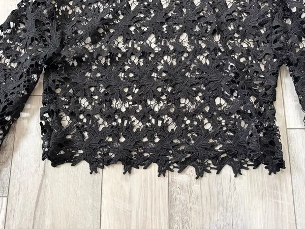 NWT- HYFVE Ramona Black Indiepop Quiet Luxury Crochet Floral Top size medium - Image 7