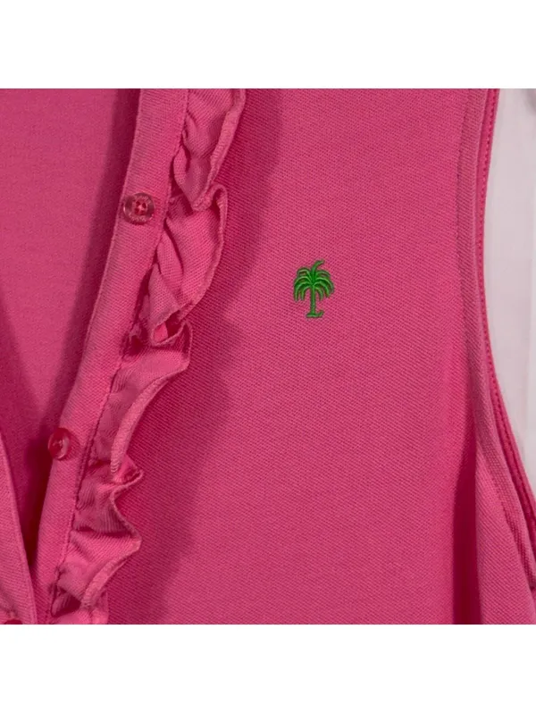 Lilly Pulitzer Pink Ruffle Front Sleeveless Pima Cotton Dress Women’s Small - Image 3