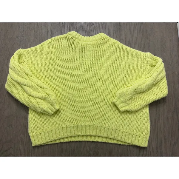 Aerie Women’s Chunky Cable Knit Sweater Small Lime Green Cozy - Image 2