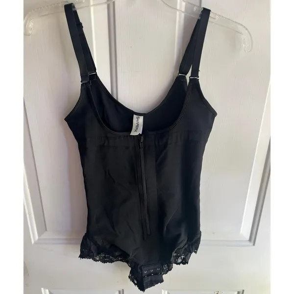 SHAPERX Womens Shapewear Zip Up‎ Tummy Control Bodysuit in Black Small - Image 2