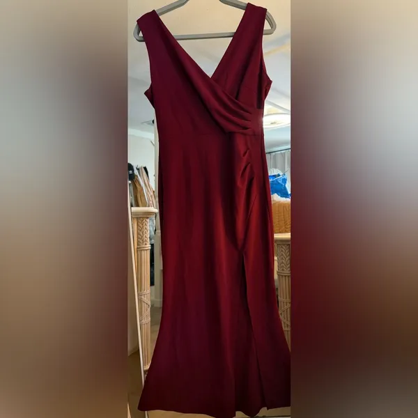 NEW WOOSEA Sleeveless V Neck Split Evening Cocktail Formal Maxi Long Dress L - Image 4