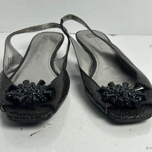 Anne Klein iFlex AK Junior Brown Snakeskin Slingback Kitten Heels Peep Toe 8.5 M - Image 3