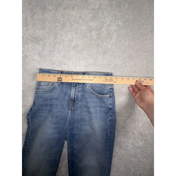 7 For All‎ Mankind Jeans Womens 26 Blue High Waist Slim Kick Destroyed Raw Hem - Image 7