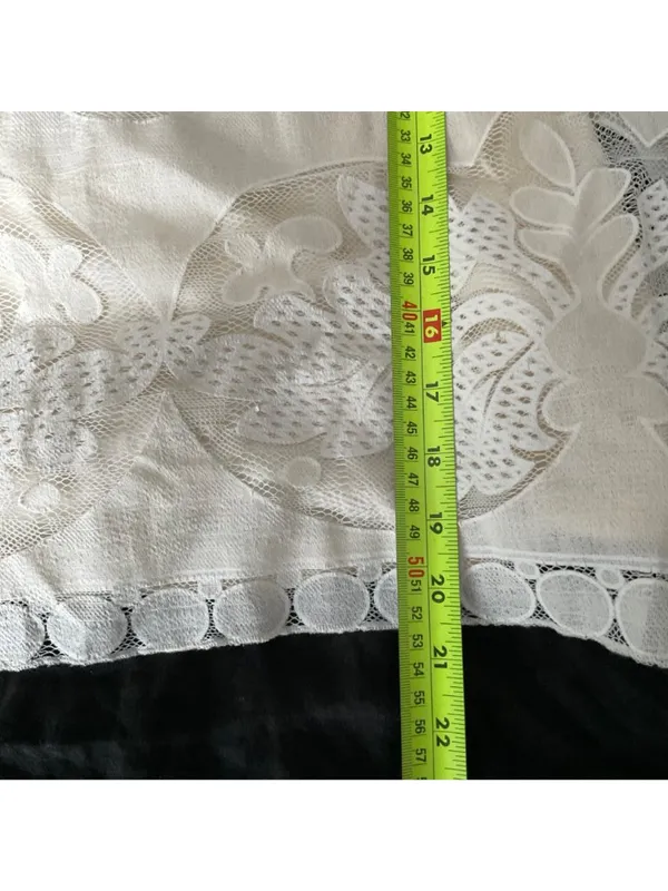 Anthropologie champagne & strawberry lace opacity tee top off white L bust36in - Image 7
