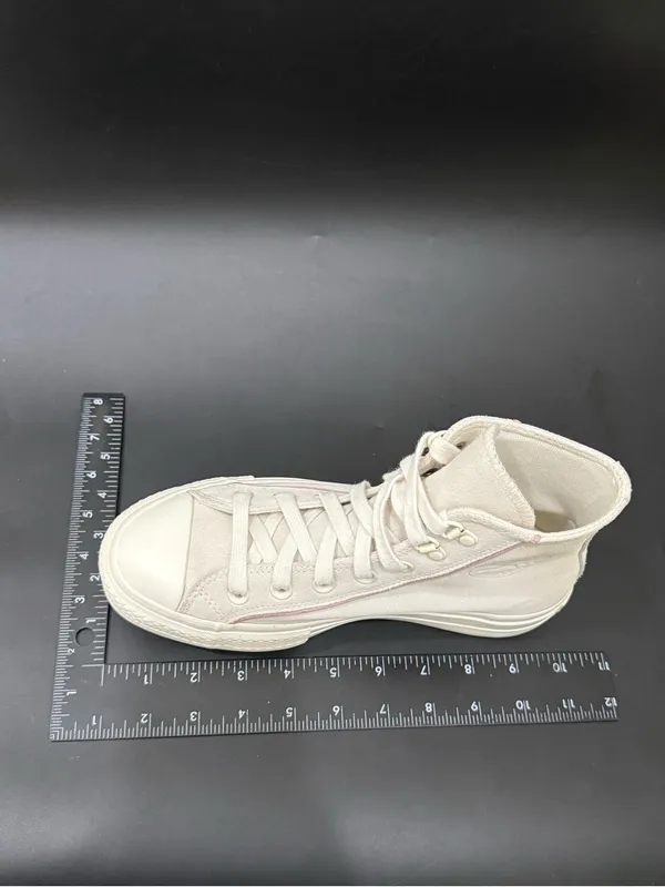 CONVERSE Chuck Taylor All Star Lift Platform High Tops Beige Suede Lilac Piping - Image 8