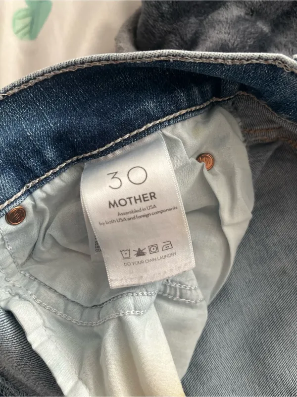 MOTHER Straight Leg Jeans Womens Size 30 Medium Wash High Rise Raw Hem Stretch - Image 15