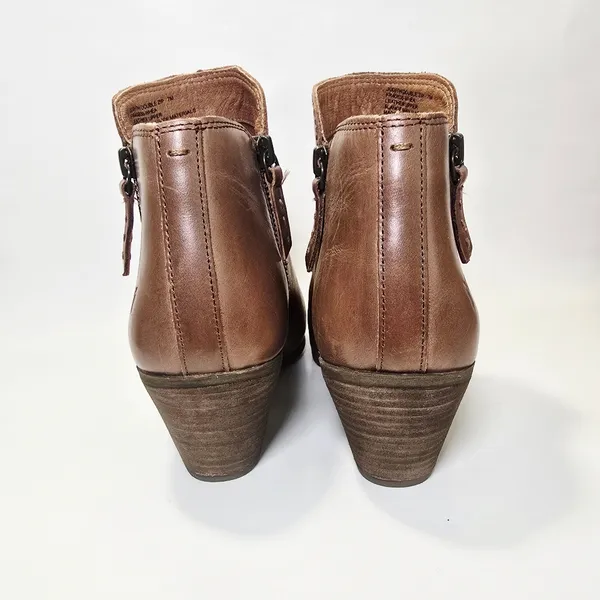 FRYE Judith Double Zip Brown Leather Almond Toe Ankle Boots - Image 5