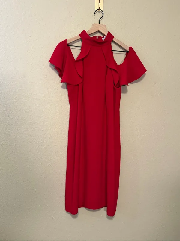 Amanda Uprichard Haven Halter Red Mini Dress Size Medium - Image 2