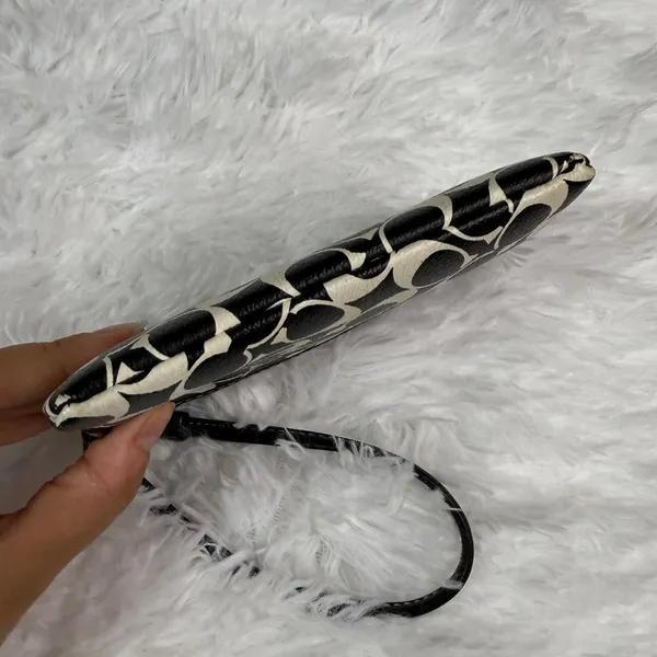 COACH Black White Signature Coated Canvas Wristlet - Image 3