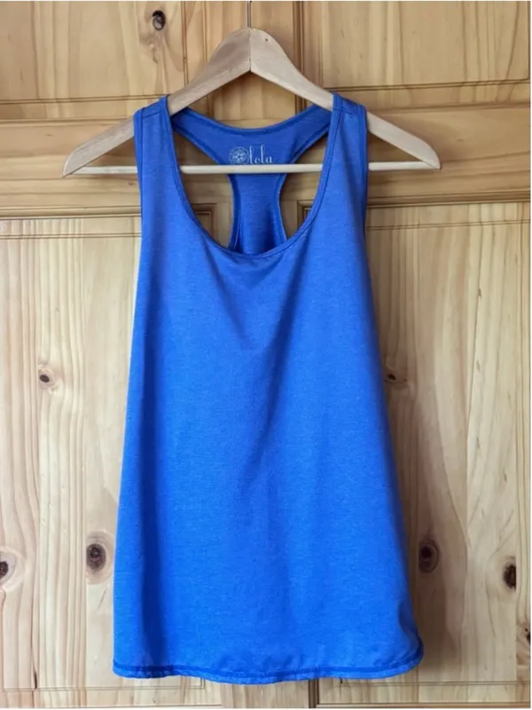 lola Lightweight Periwinkle Blue Textured Racerback Athletic Tank Top size large - Image 2