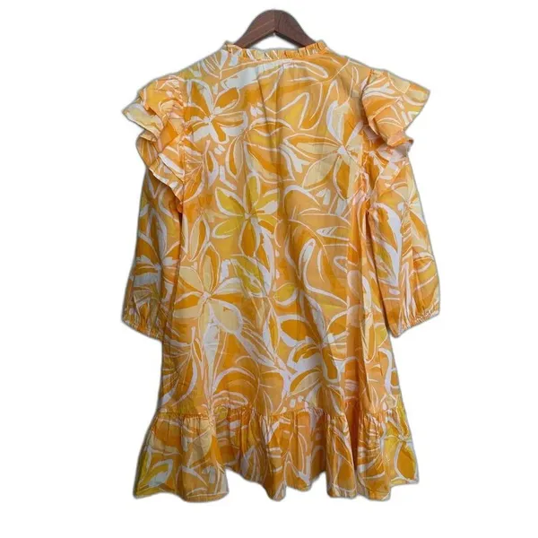 Sugarlips Floral Ruffle Mini Dress Yellow Size M Cotton - Image 3