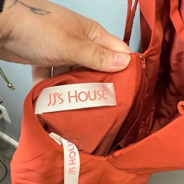 JJ's House‎ Women's Rust Orange/Red/Brown Lace-Up Back A-Line Maxi Dress Size 4 - Image 4