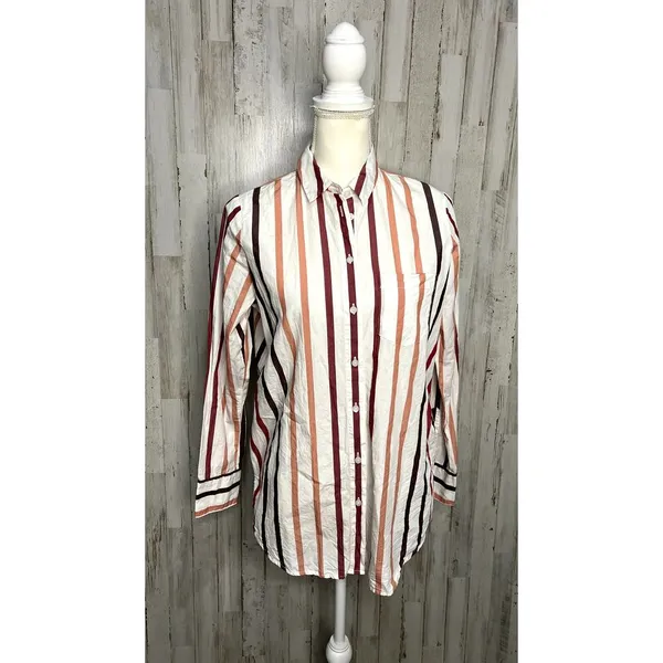 Madewell Women's XS‎ Striped Button-Up Shirt Long Sleeve Casual Relaxed Fit - Image 6