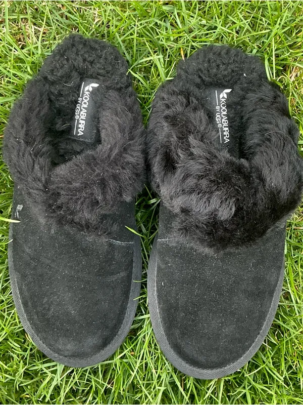 Koolaburra by Ugg Black Suede Shearling-Lined Slip-On Slippers - Image 2