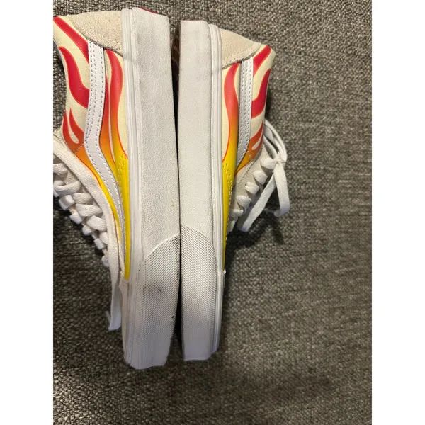 Vans Old Skool Flame Custom Shoes Unisex Cream Yellow Red Fire Size 6.5‎ EUC - Image 7
