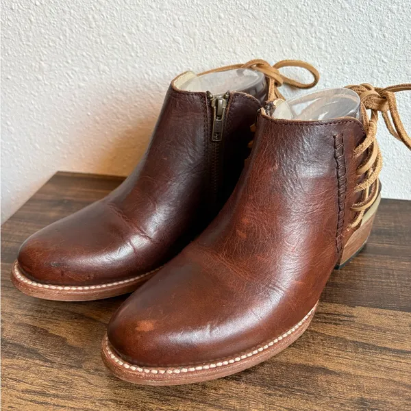 Freebird by Steven Jojo Brown Leather Ankle Boots - Image 3