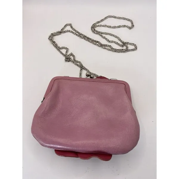 Brighton Coin‎ Purse Crossbody Bag Rosalie Flower Red Burgundy Leather Kiss Lock - Image 3