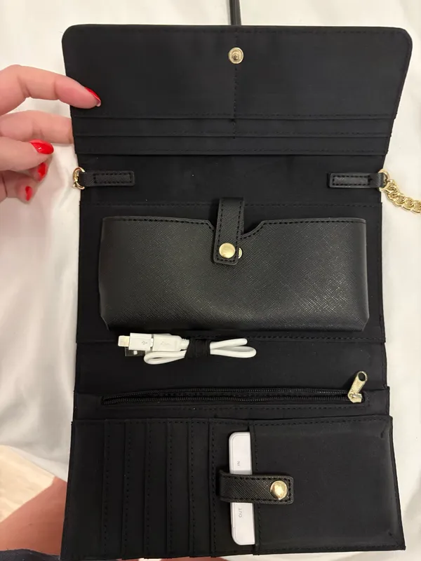 Handbag with Portable Charger Black - Image 2