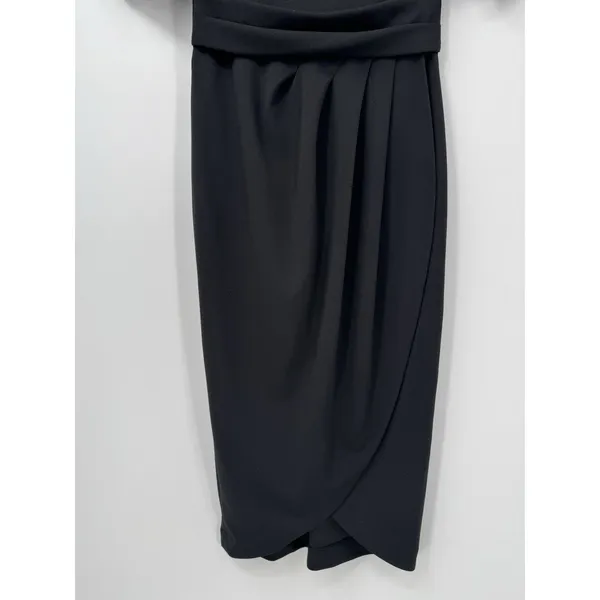 Calvin Klein Black Midi Dress 2 Tulip Pleated Front • Classic Office • Elegant - Image 4