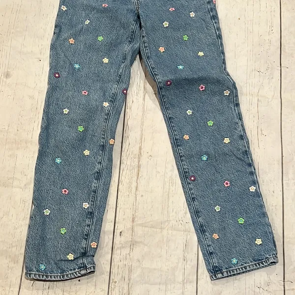 Pacsun blue floral high waisted jeans - Image 3
