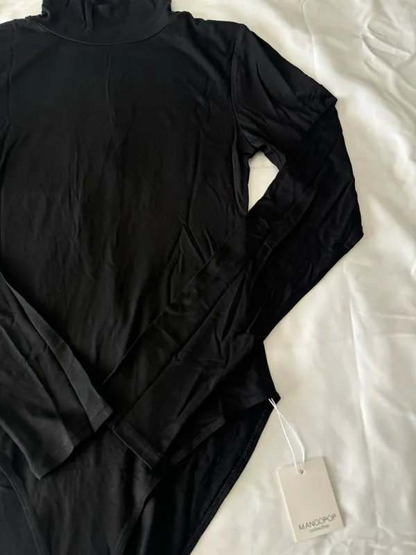 Black Mock Neck Long Sleeve Bodysuit - Image 4