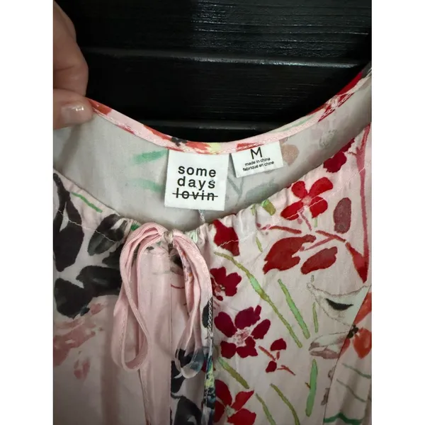 Somedays Lovin Golden Fields Pink Floral Maxi Dress Size M - Image 6