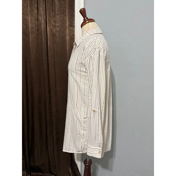 Free People Striped Tunic Shirt‎ Womens XS Long Sleeve Boho Split Neck Pullover - Image 13