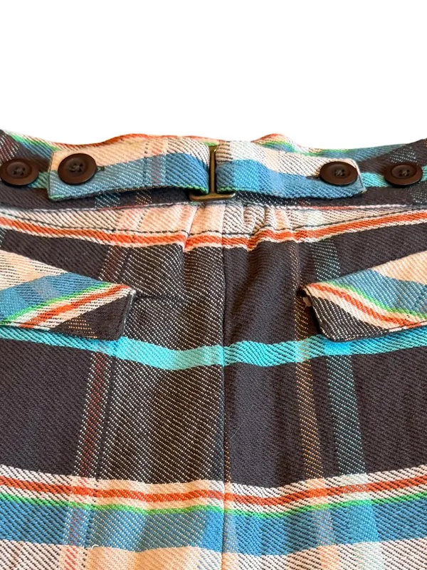 Free People Plaid Back Buckle Cotton Pants Wide Leg Bold Trousers Size 10 NWT - Image 10