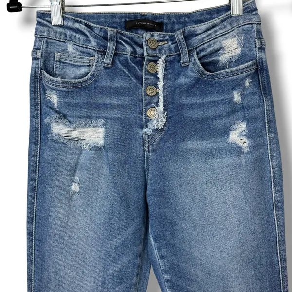 Flying Monkey Vintage Inspired High Rise Faded Distressed Flare Jeans Size 26 - Image 3