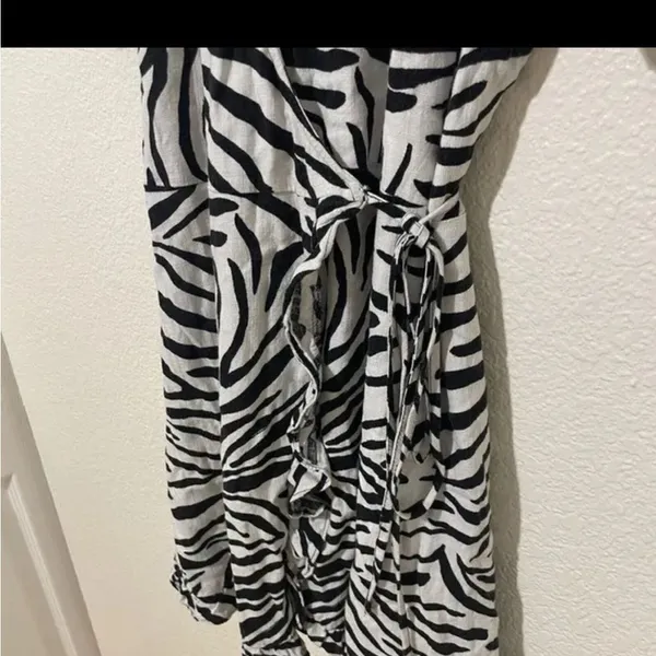 ZARA Wrap‎ Dress Animal Zebra Print Black & White xs - Image 6