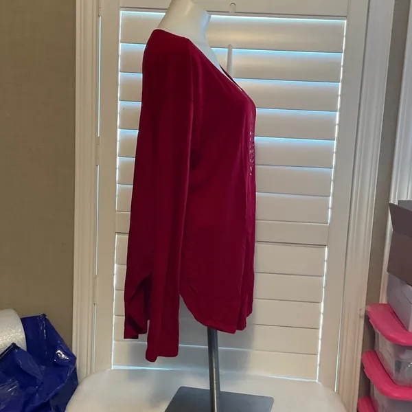 Blue 84 Women's Burgundy Long Sleeve Tee - Image 2