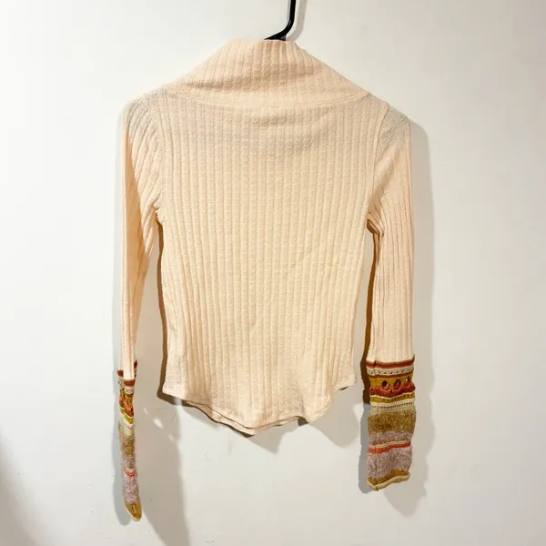 Free‎ People Mixed Up Sweater Cuff Thermal Top Peach Size XS - Image 6