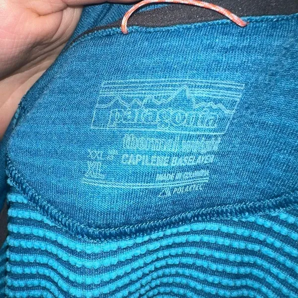 Patagonia blue striped gorpcore XL thermal weight capaline pullover - Image 2