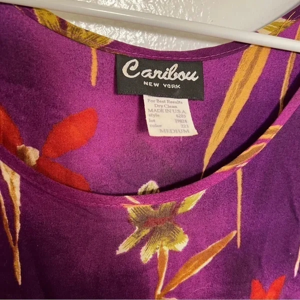 Vintage Caribou Women's Size Medium Sleeveless Dress Purple Tropical Floral 6203 - Image 10