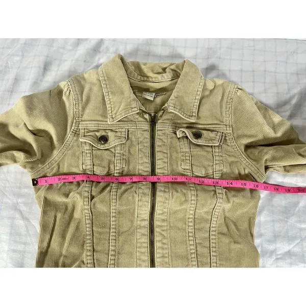 Vintage Abercrombie Corduroy Jacket Women XL Beige Tan Full Zip Trucker Stretch - Image 4