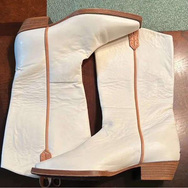 Free People We The Free Montage Leather Cream/Bone Tall Boots(Size 38/7.5) - Image 3