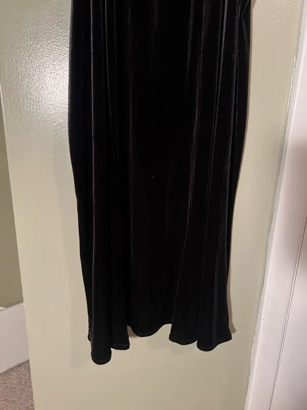Notations Women's Size XL Velvet Midi Skirt Black A-Line Flounce Pull On Stretch - Image 3