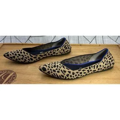Rothy's Leopard Print Flats The Pointe Toe Black Tan Womens Shoes Size 9 - Image 3